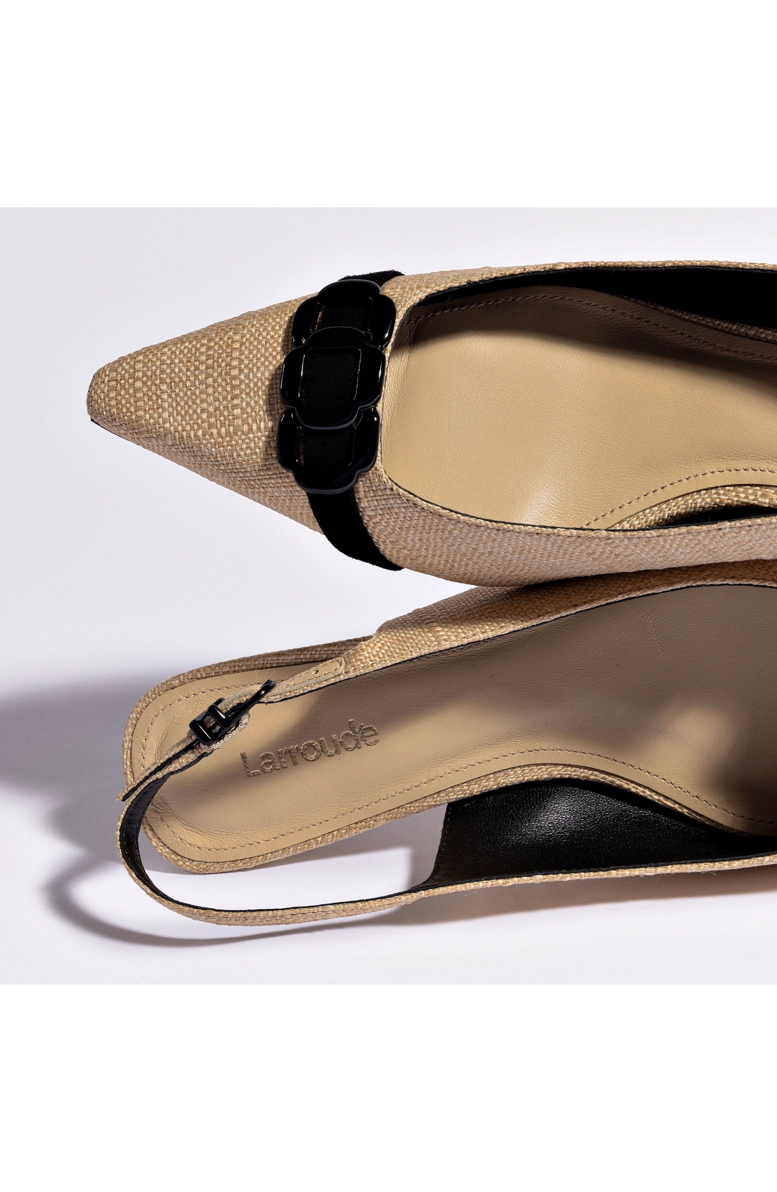 Larroudé Franca Pump, Alternate, color, Beige Raffia And Black