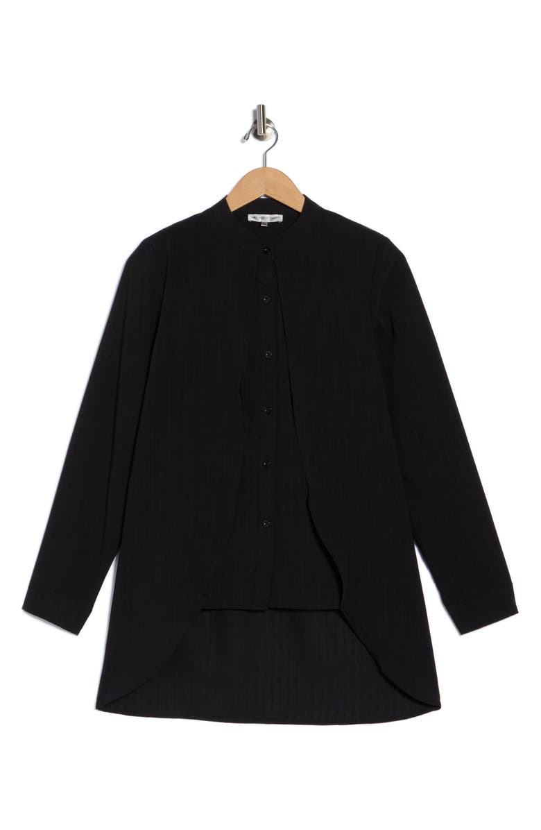 PATRIZIA LUCA Mandarin Collar Button-Up Shirt, Alternate, color, Black