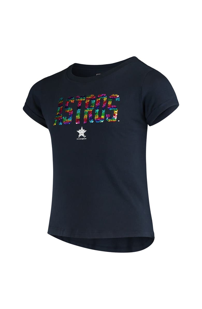 New Era Girls Youth New Era Navy Houston Astros Flip Sequin T-Shirt, Alternate, color, Navy