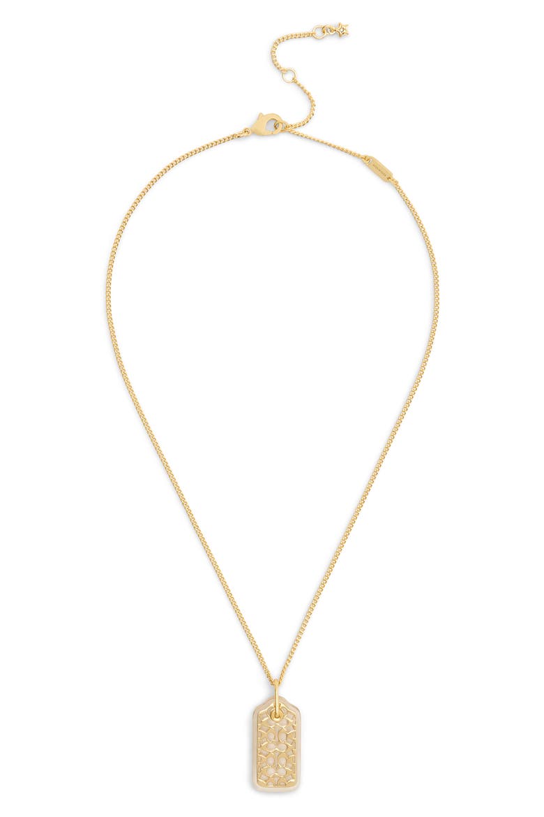 Lucite Hangtag Pendant Necklace, Alternate, color, GOLD