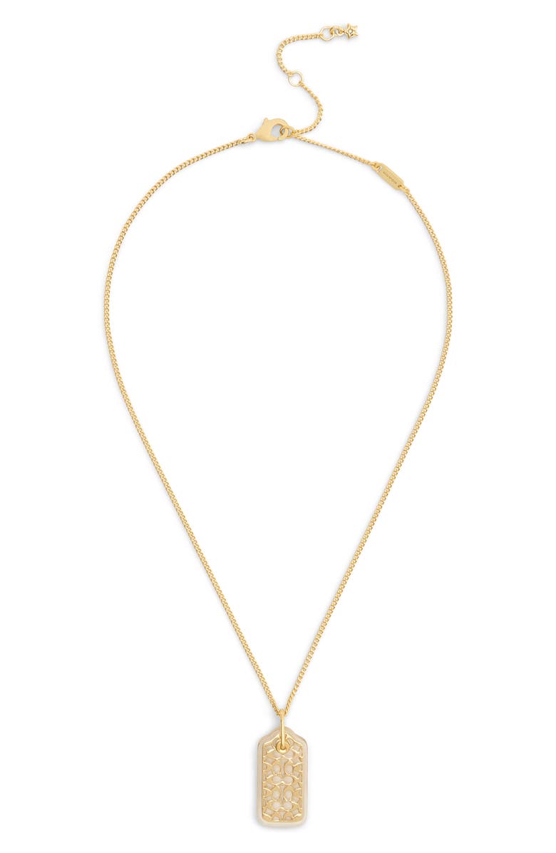 COACH Lucite Hangtag Pendant Necklace, Alternate, color, Gold