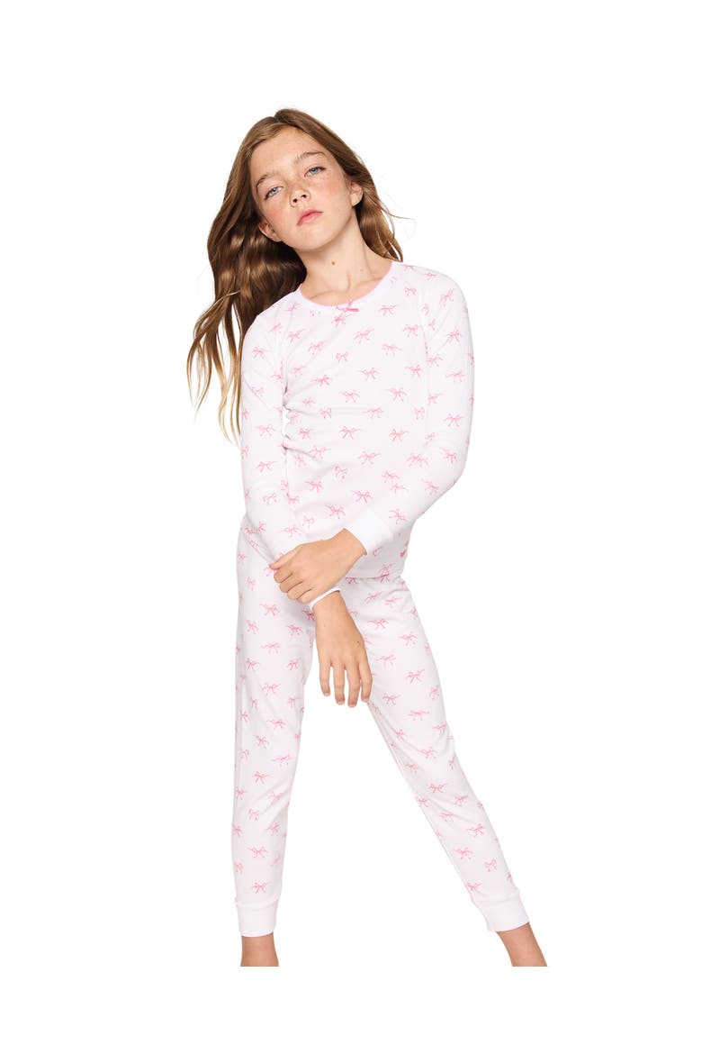 Blushing Bows Fitted Pajamas, Alternate, color, WHITE