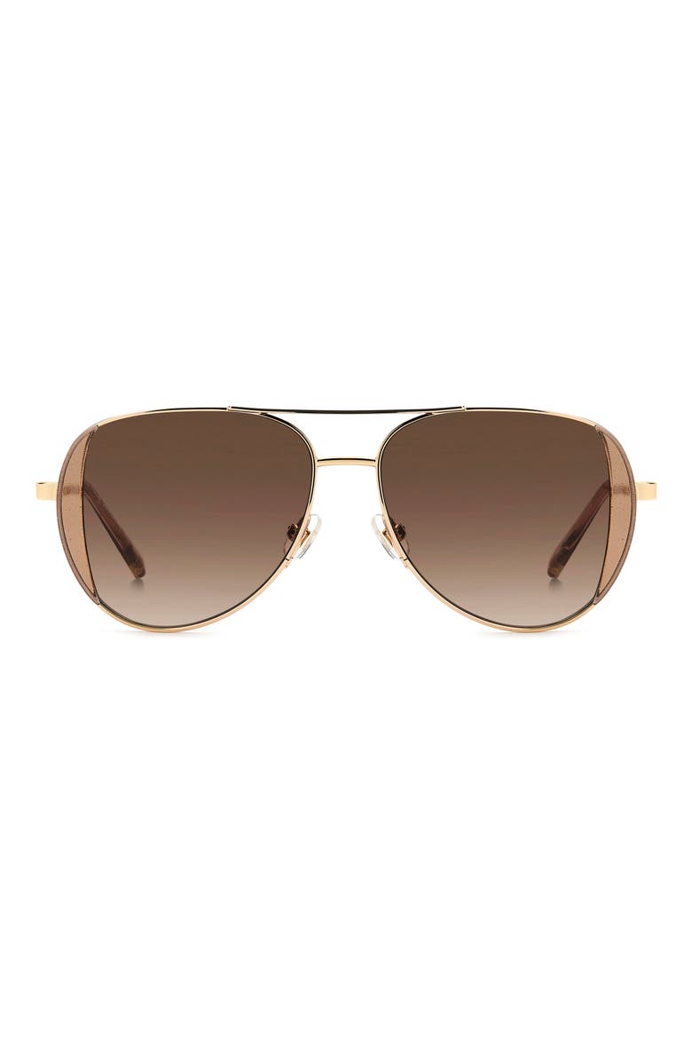 navigator 53mm aviator sunglasses, Main, color, GOLD GLITTER/ BROWN SF
