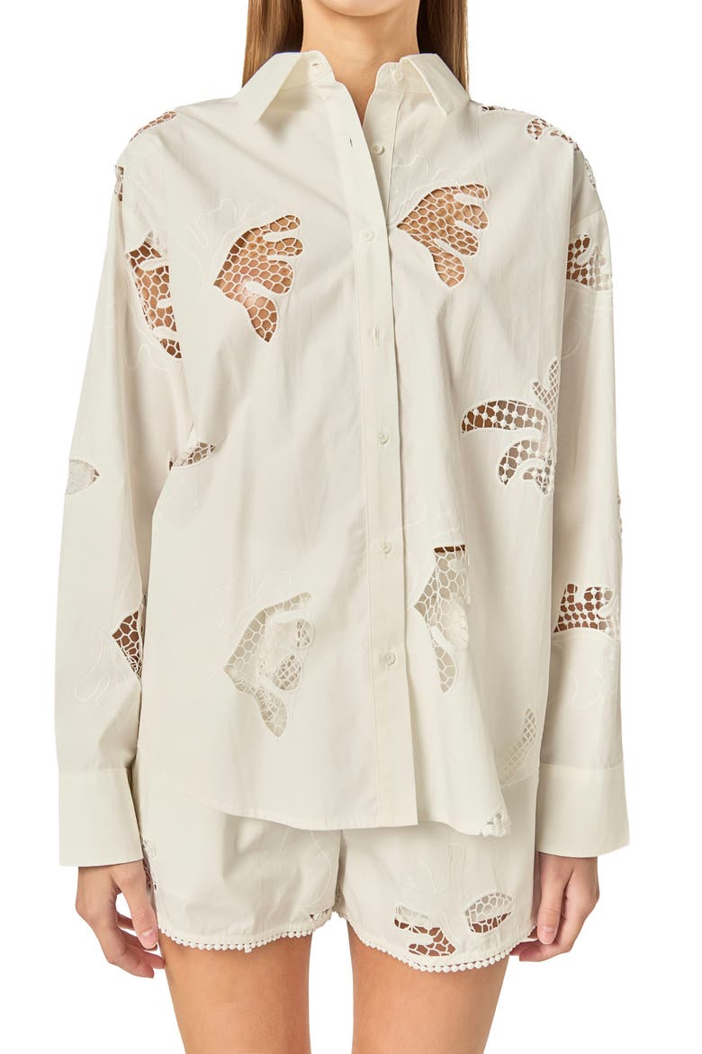 Embroidered Cotton Shirt, Alternate, color, OFF WHITE