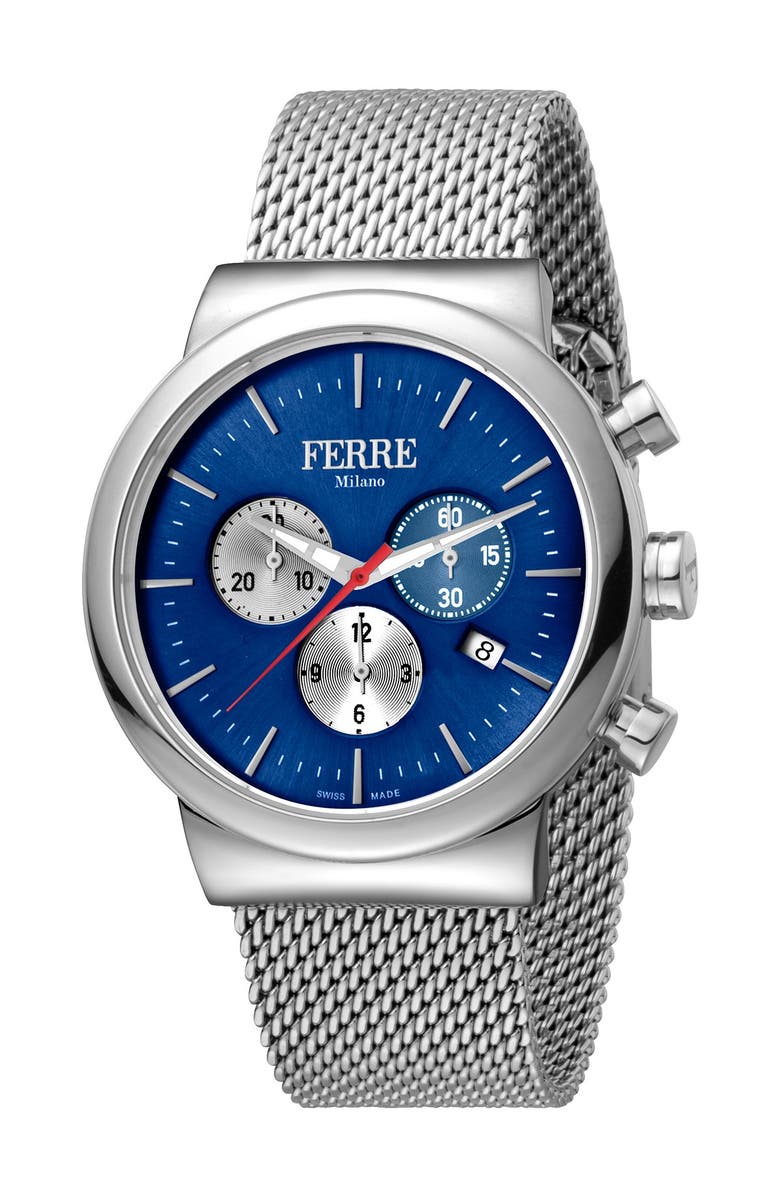 FERRE MILANO Men's Swiss Quartz Mesh Bracelet Watch, 42mm, Main, color,