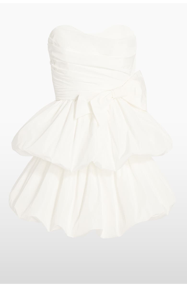 Jenny Packham Elaine Bow Tiered Mini Dress, Main, color, Ivory
