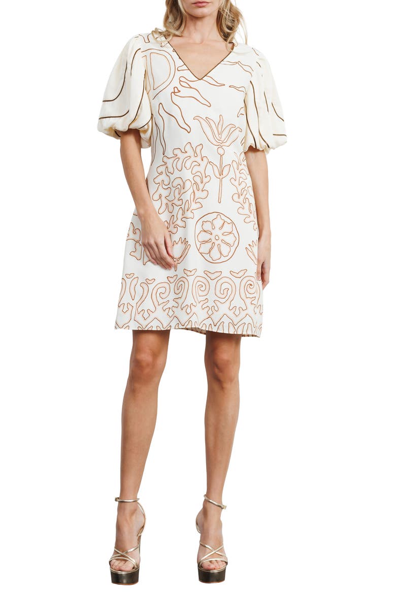 Rochelle Floral Minidress, Main, color, CREAM