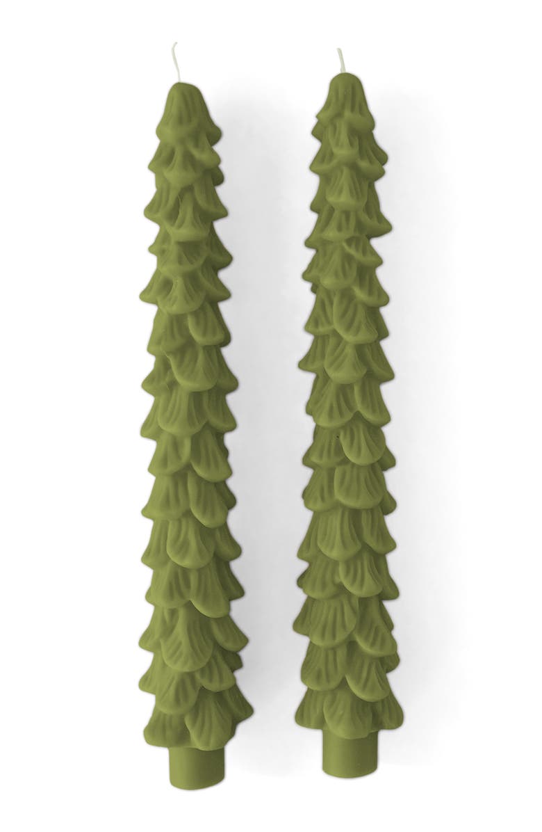 Sunshine Studios Holiday Tree Taper Candles, Main, color, Green