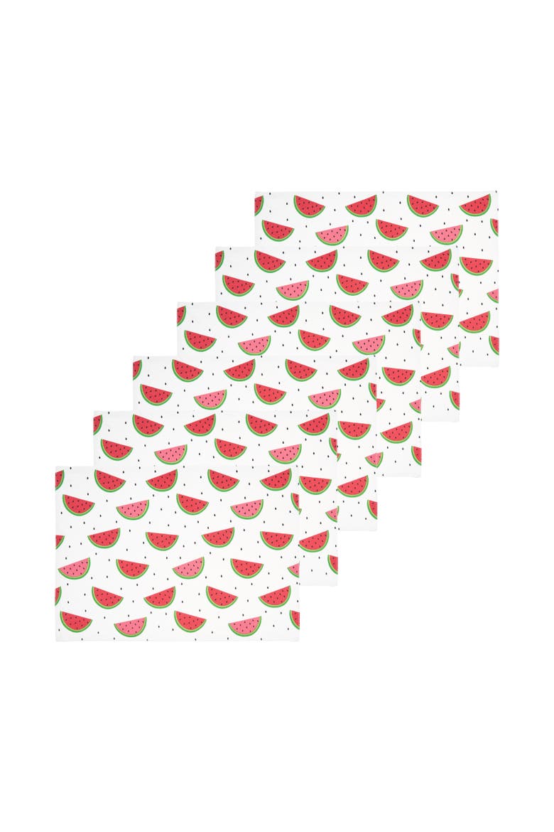 Watermelon Whimsy Placemats, Set of 6, 14" x 20", Main, color, White