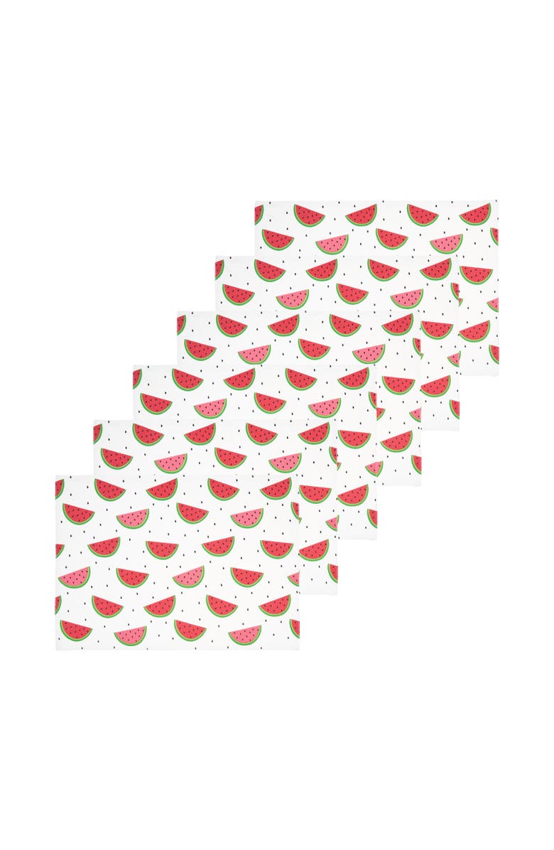 C&F Home Watermelon Whimsy Placemats, Set of 6, 14" x 20", Main, color, White