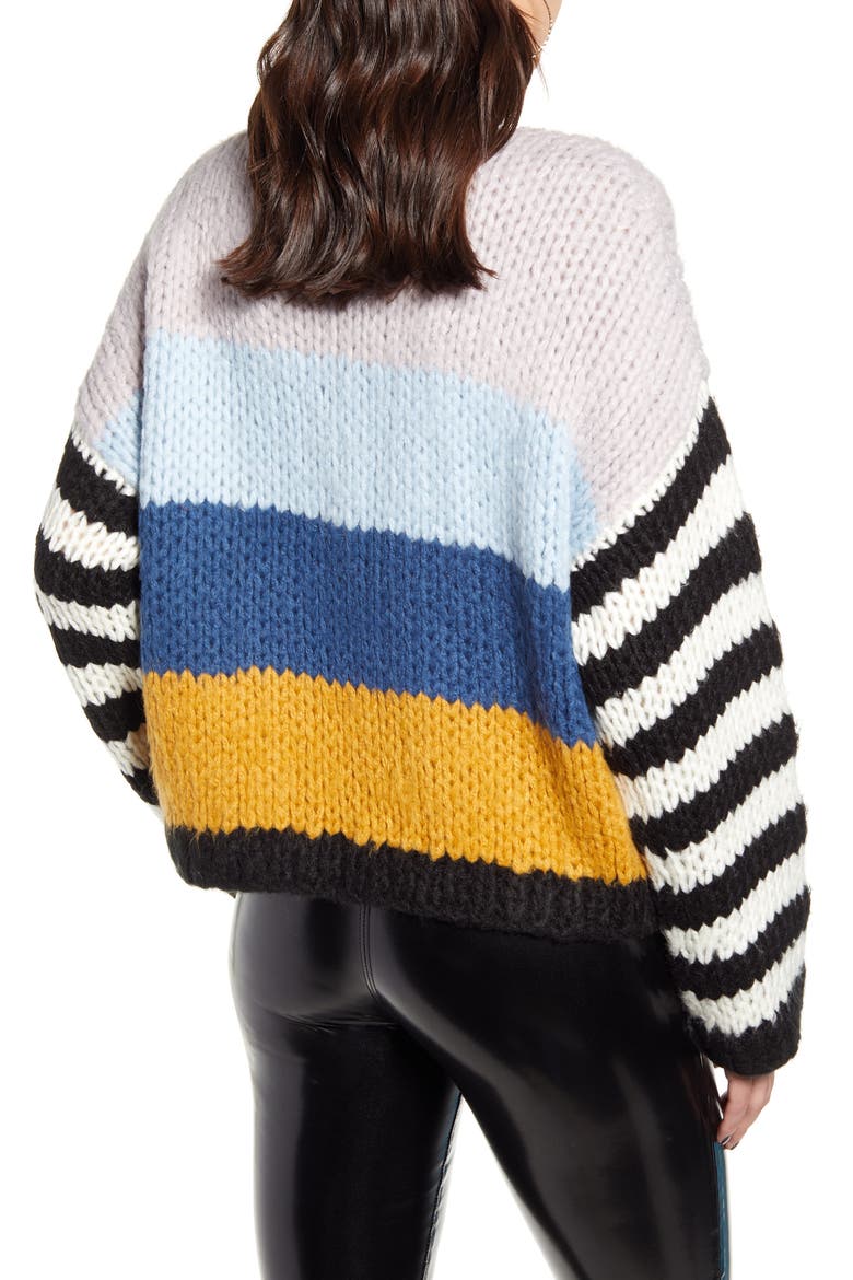 Stripe Oversize Sweater, Alternate, color, MIXED SIGNALS