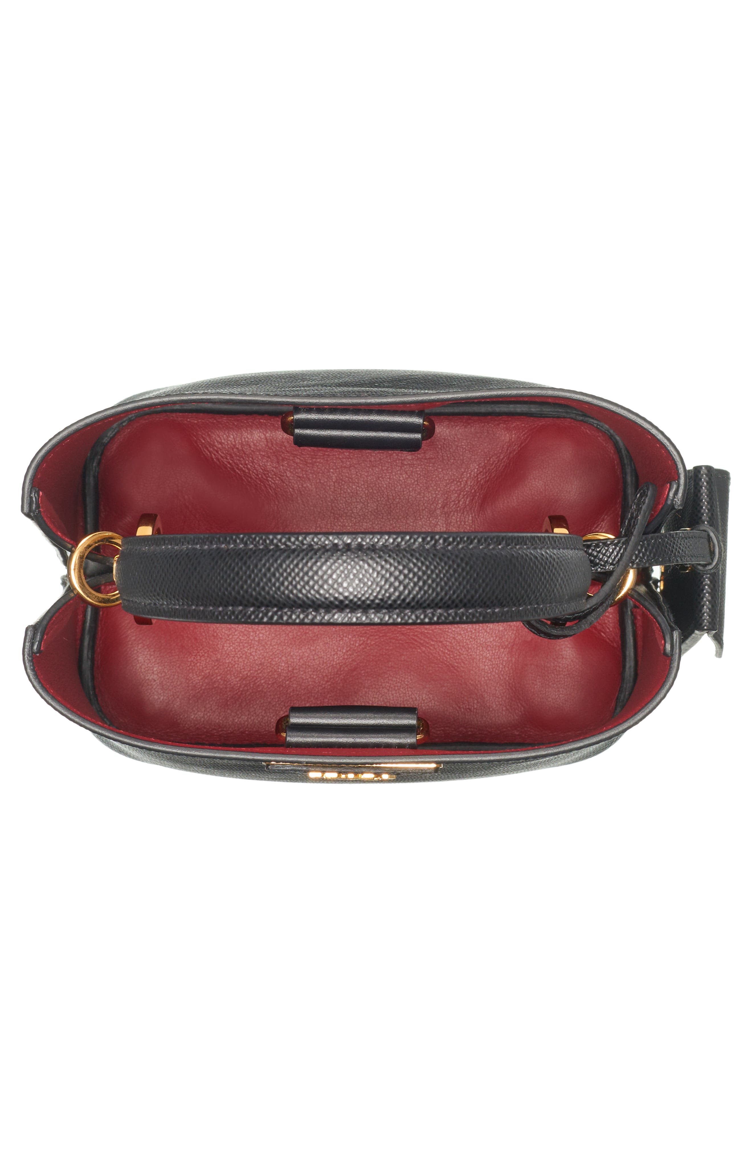 Prada Small Saffiano Leather Bucket Bag, Alternate, color, 