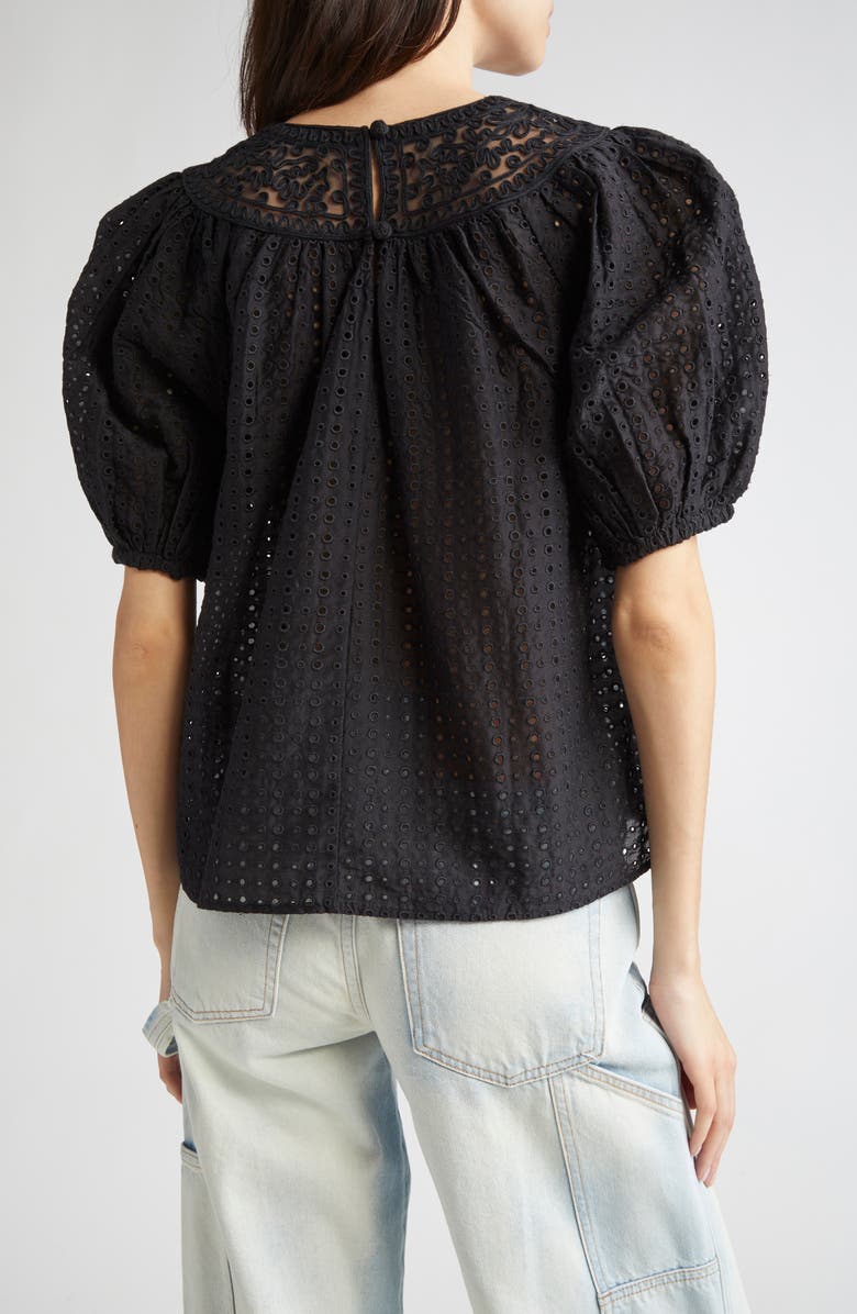 Ulla Johnson Amina Eyelet Lace Top, Alternate, color, Noir