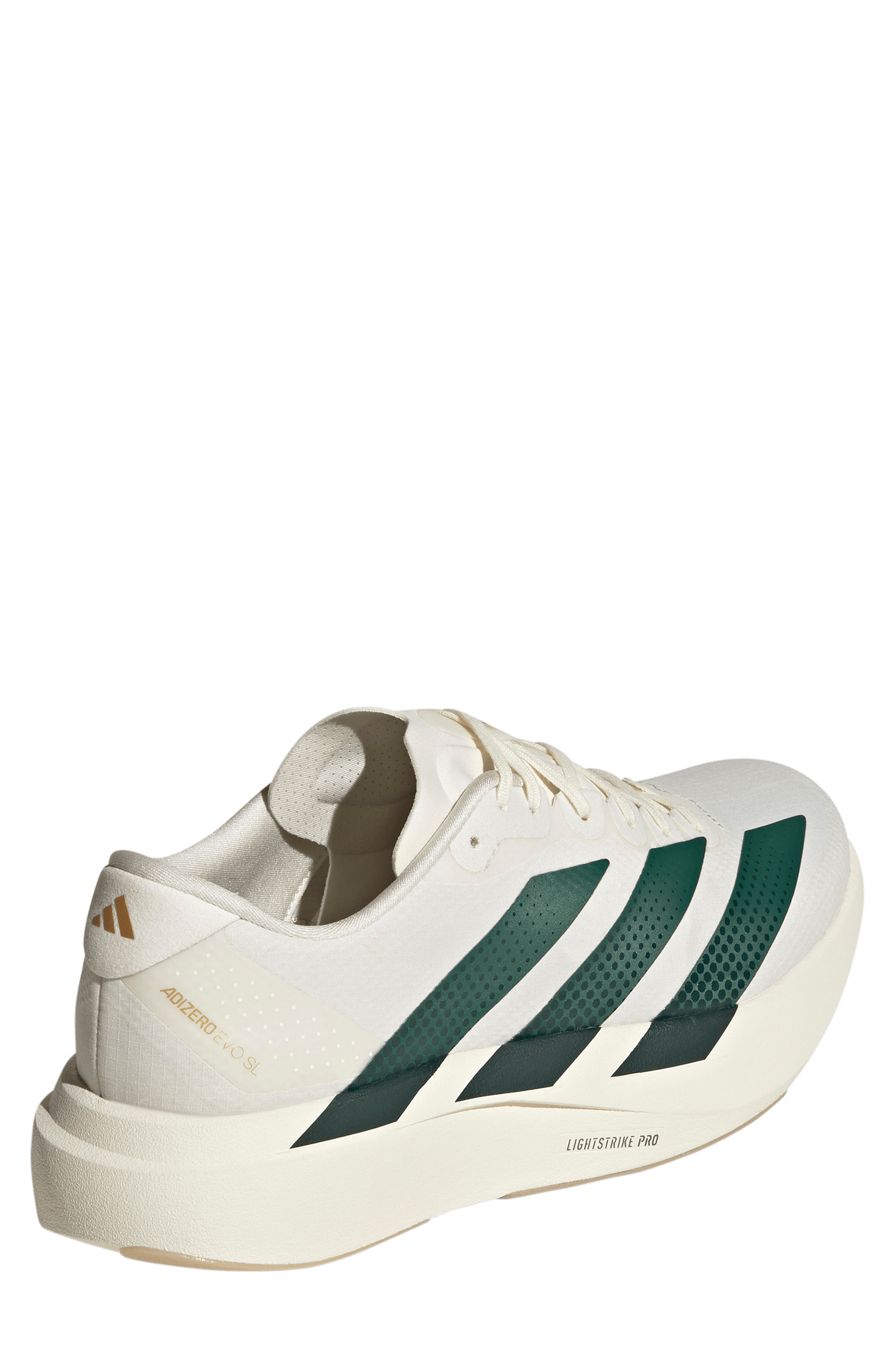 Adizero Evo SL WOVEN Running Shoe, Alternate, color, OFF WHITE/ GREEN/ ROYAL BLUE