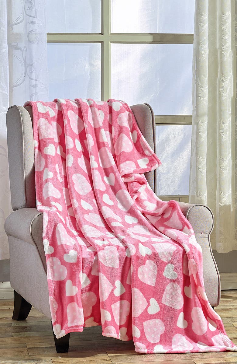 Luxury Home Cozy Micro Plush Throw Blanket, Alternate, color, Hearts