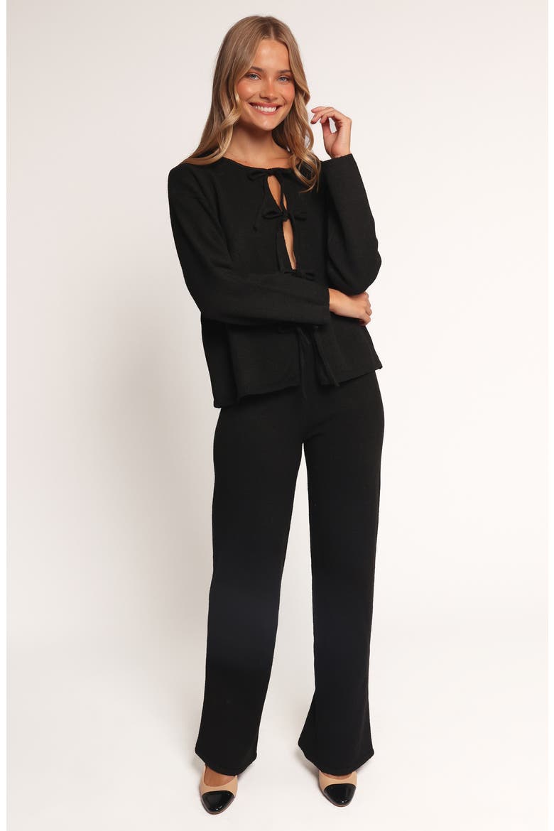 Odell Tie Cardigan & Pants Set, Alternate, color, BLACK