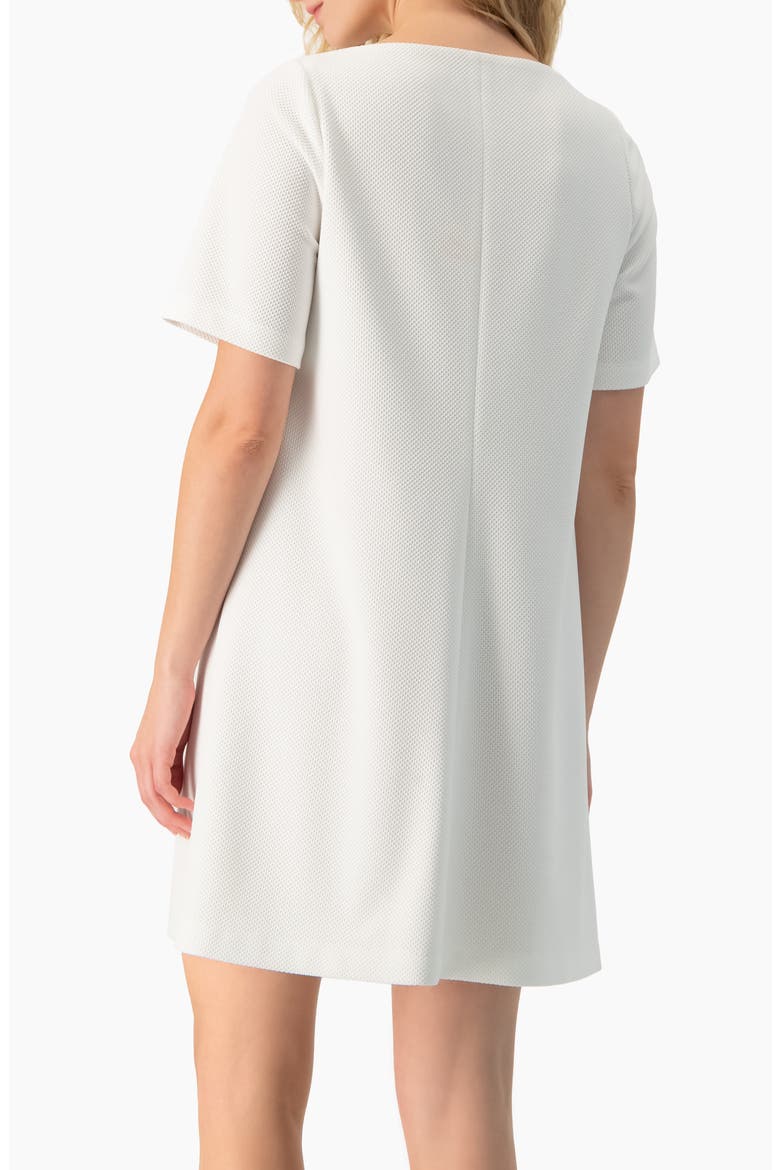 Clean Boat-Neck Short-Sleeve Shift Mini Dress, Alternate, color, White