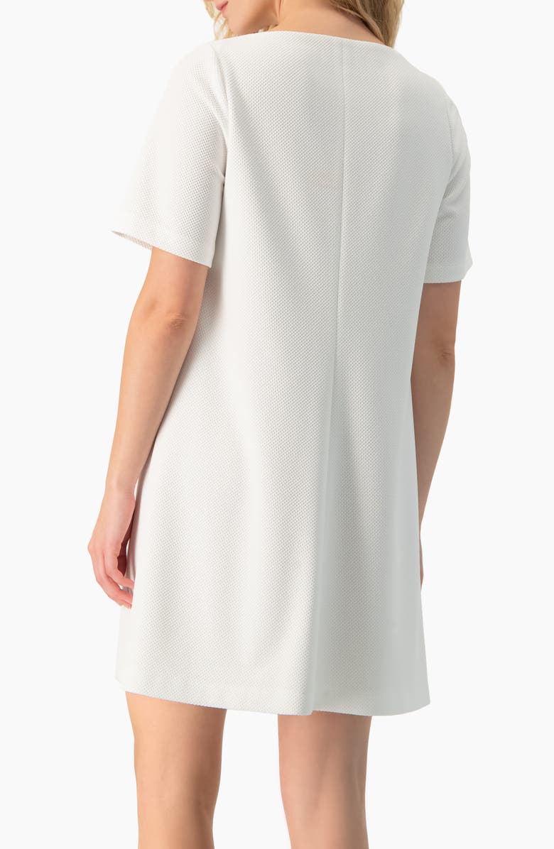 IVONNE Clean Boat-Neck Short-Sleeve Shift Mini Dress, Alternate, color, White