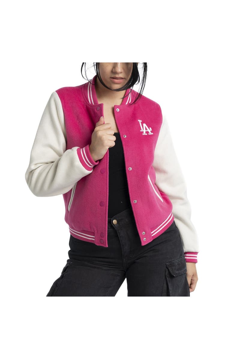 LUSSO Women's Lusso  Pink Los Angeles Dodgers Priya Full-Snap Varsity Jacket, Alternate, color, 