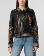 PHILIPP PLEIN Boxy Fit Biker Jacket Studs &Amp; Patches Women