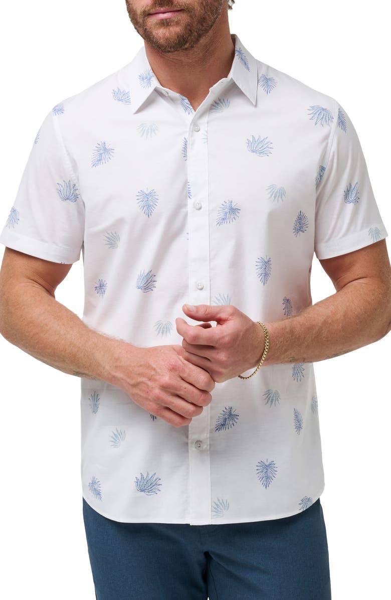 TravisMathew Lukas Stretch Short Sleeve Button-Up Shirt, Main, color, 