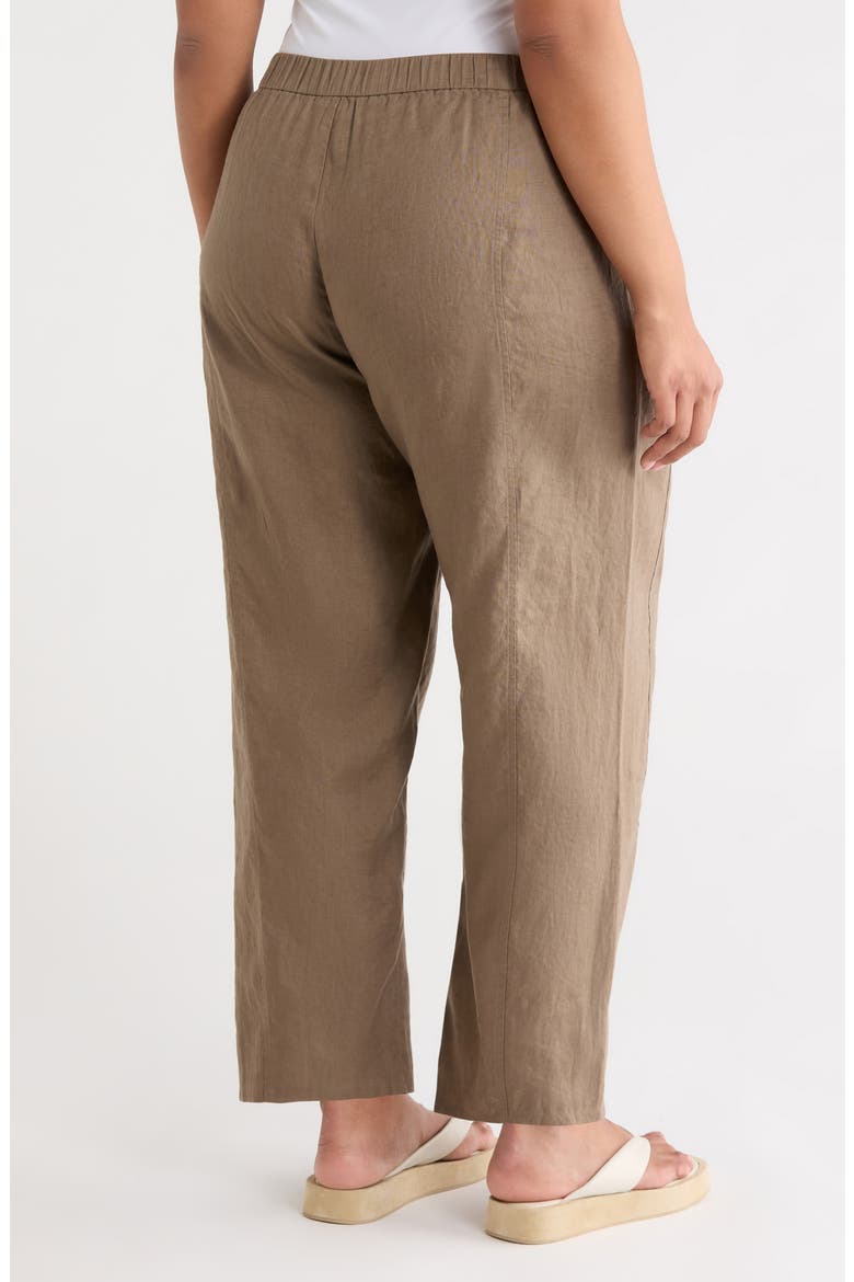 Pleated Organic Linen Ankle Lantern Pants, Alternate, color, WALNUT