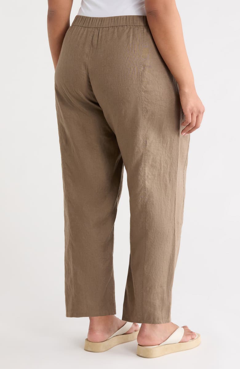 Eileen Fisher Pleated Organic Linen Ankle Lantern Pants, Alternate, color, Walnut