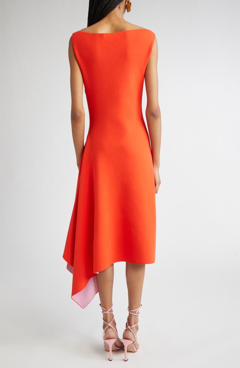 Oscar de la Renta Draped Double Face Jersey Dress, Alternate, color, Lily/ Carnelian
