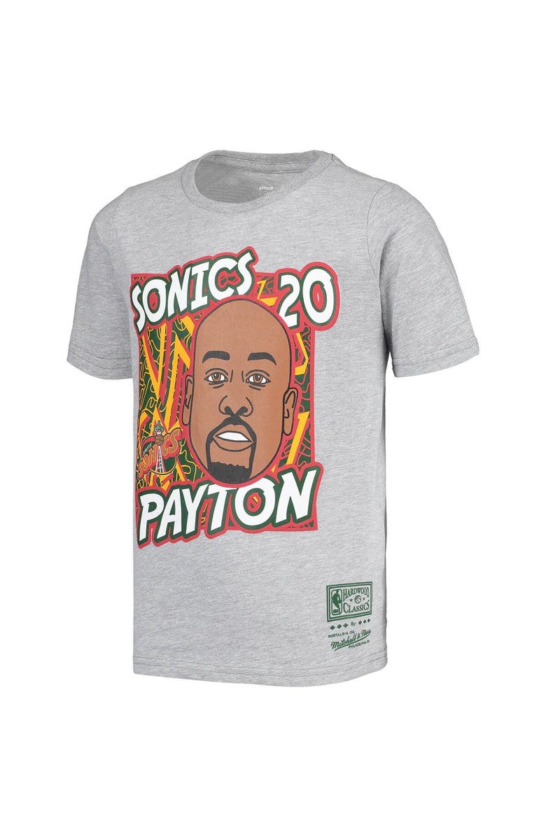 Mitchell & Ness Youth Mitchell & Ness Gary Payton Gray Seattle SuperSonics Hardwood Classics King of the Court Player T-Shirt, Alternate, color, Gray