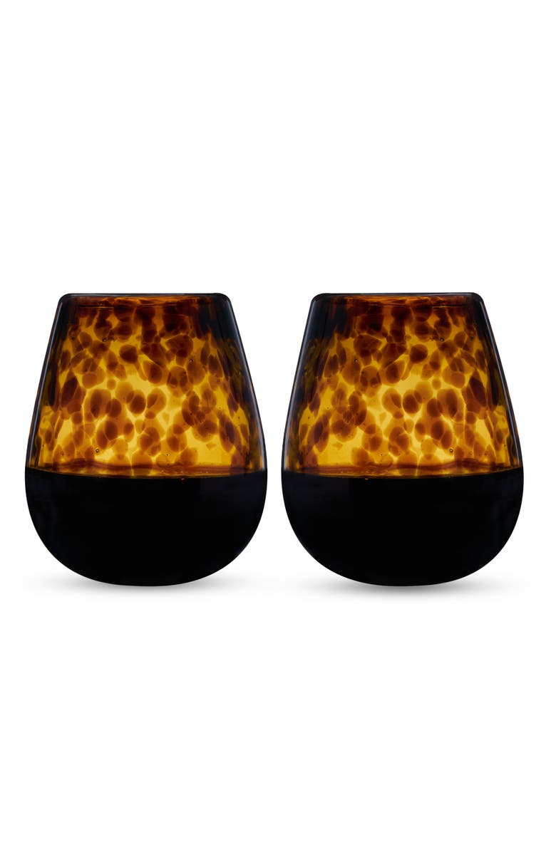 TWINE Segunda Vida Tortuga Recycled Stemless Wine Glasses Set of 2, Main, color, Brown