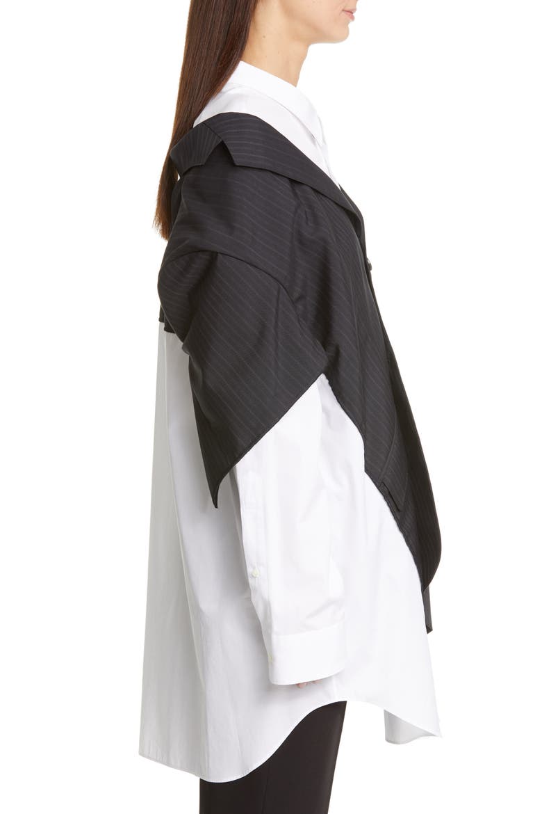 Layered Stripe Blazer Poplin Shirt, Alternate, color, NAVY/ GRAY/ WHITE
