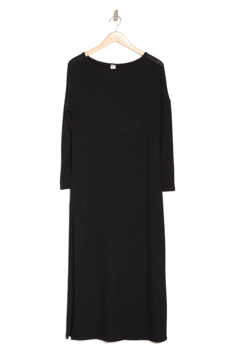 Long Sleeve T-Shirt Dress, Alternate, color, BLACK
