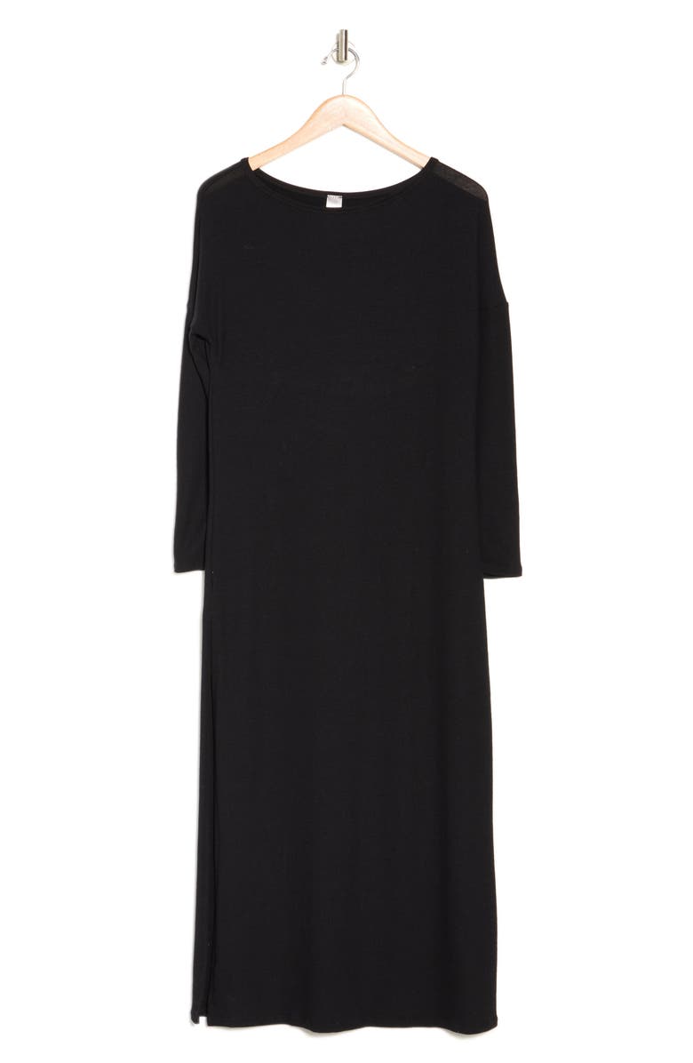 GO COUTURE Long Sleeve T-Shirt Dress, Alternate, color, Black