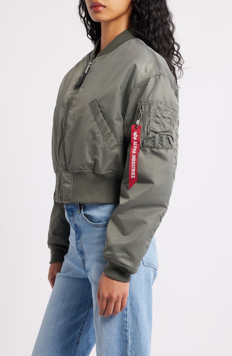 Alpha Industries MA-1 Crop Flight Jacket, Alternate, color, Field Gray
