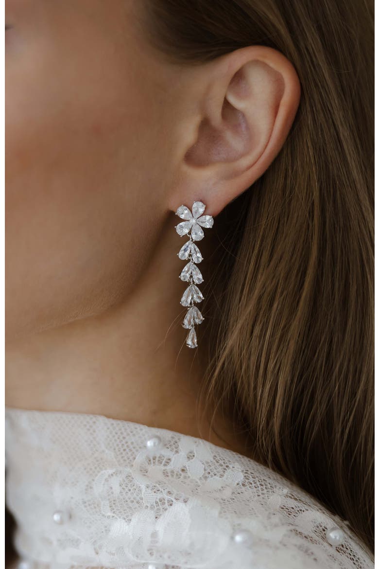 Devotion Crystal Drop Earrings, Alternate, color, Silver