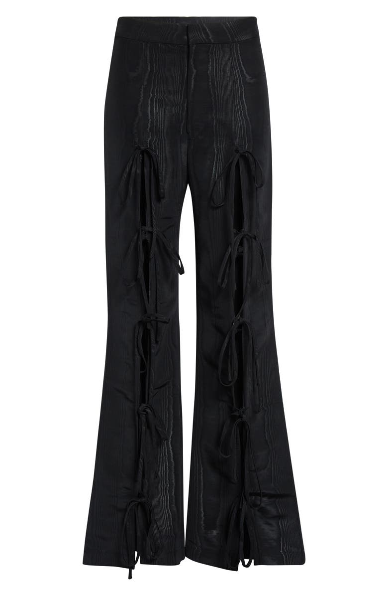 KIM SHUI Colton Moiré Tie Leg Flare Pants, Main, color, Black