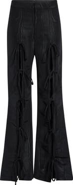 KIM SHUI Colton Moiré Tie Leg Flare Pants