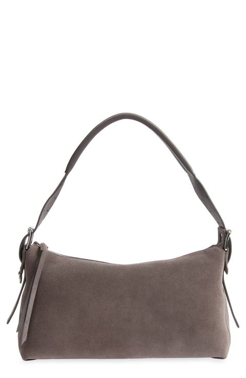 Belted Suede Shoulder Bag