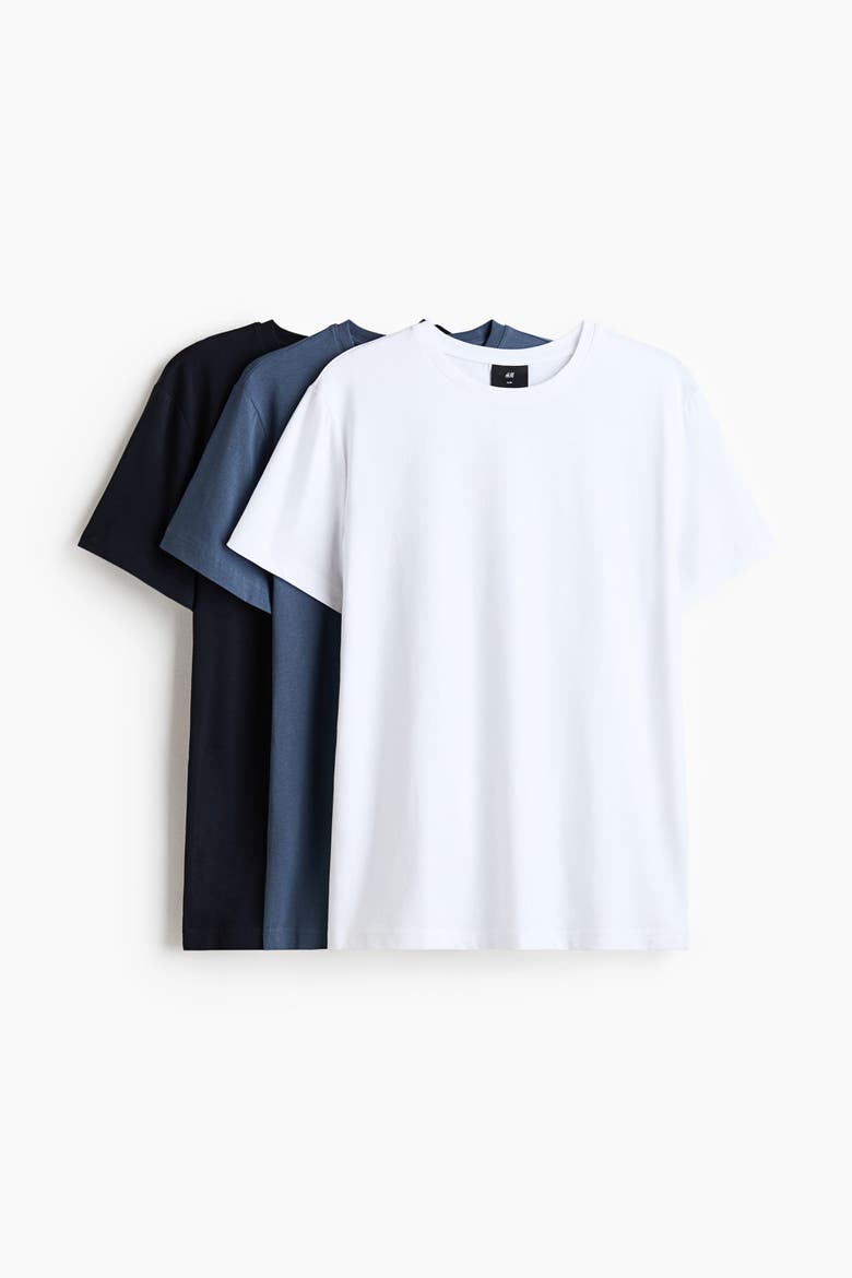 3-pack Slim Fit T-shirts, Main, color, Navy blue/Dusty blue/White