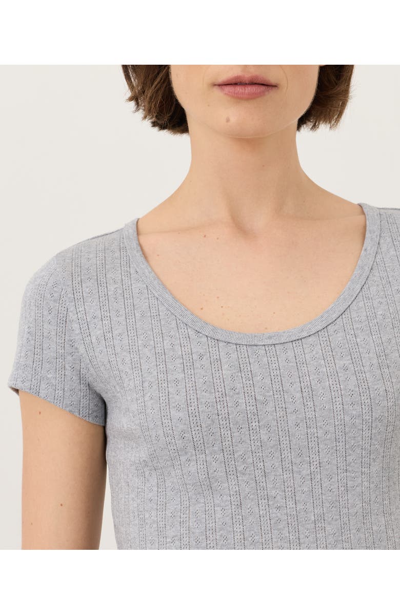 Pact Organic Cotton Pointelle Scoop Neck Tee, Alternate, color, Heather Grey