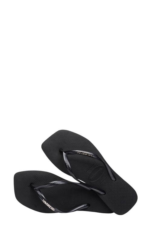 Havaianas Slim Square Logo Flip Flop In Black