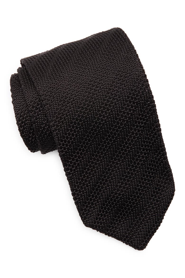 Stanley Knit Tie, Main, color, BLACK