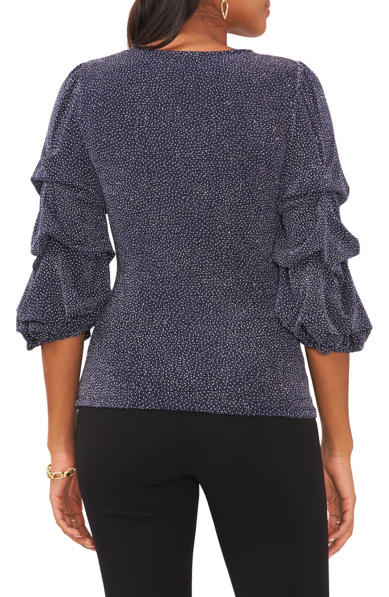 Chaus Surplice V-Neck Lantern Sleeve Blouse, Alternate, color, Navy/Silver