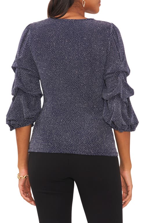 Chaus Surplice V-neck Lantern Sleeve Blouse In Gray