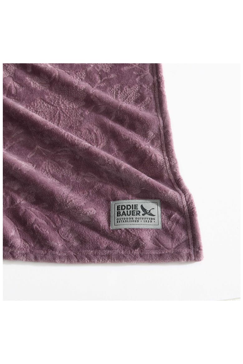 Woodblock Floral Fleece Throw, Alternate, color, PURPLE