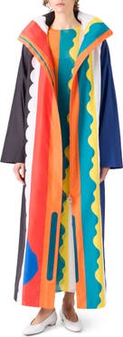 Akris Paravent Print Hooded Taffeta Coat