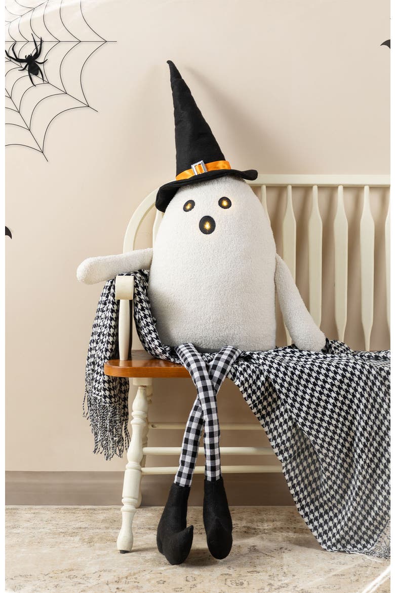 5ft Halloween Lighted Fabric Ghost Shelf Sitter, Alternate, color, White