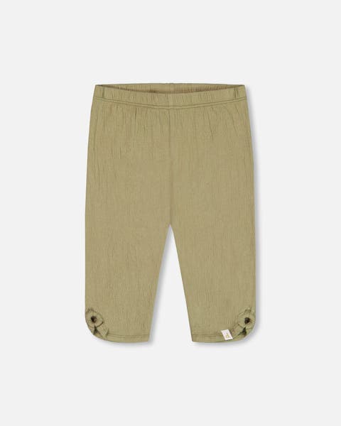 Deux Par Deux Organic Cotton Capri Legging - Olive Green