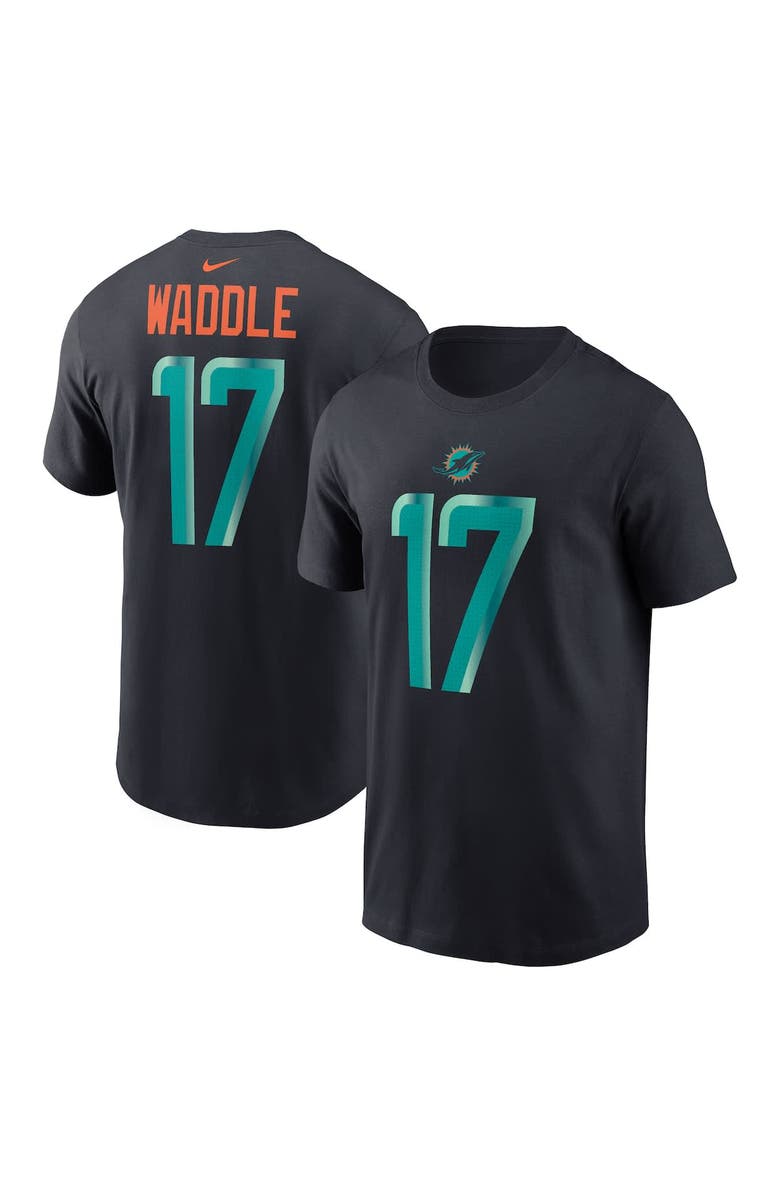 Nike Men's Nike Jaylen Waddle Pitch Blue Miami Dolphins 2025 Rivalries Collection Player Name & Number T-Shirt, Alternate, color, Navy