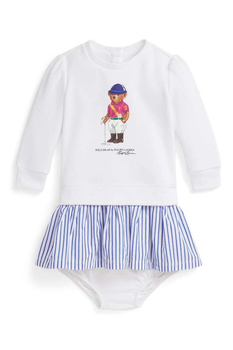 Kids' Magic Fleece Bear Logo Dress & Bloomers Set, Main, color, WHITE